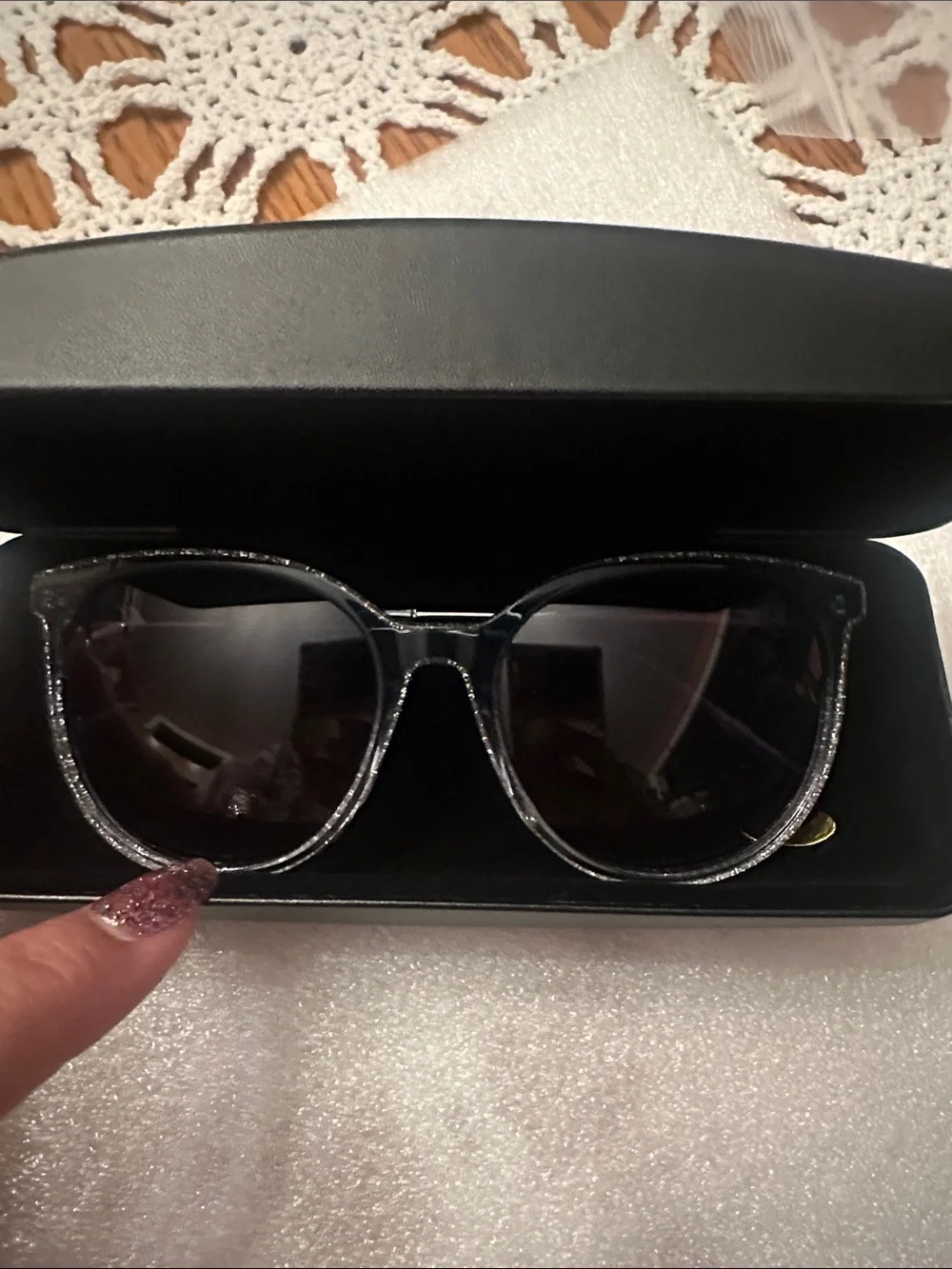 bebe Teal Glitter Sunglasses with Purple Gradient Lenses